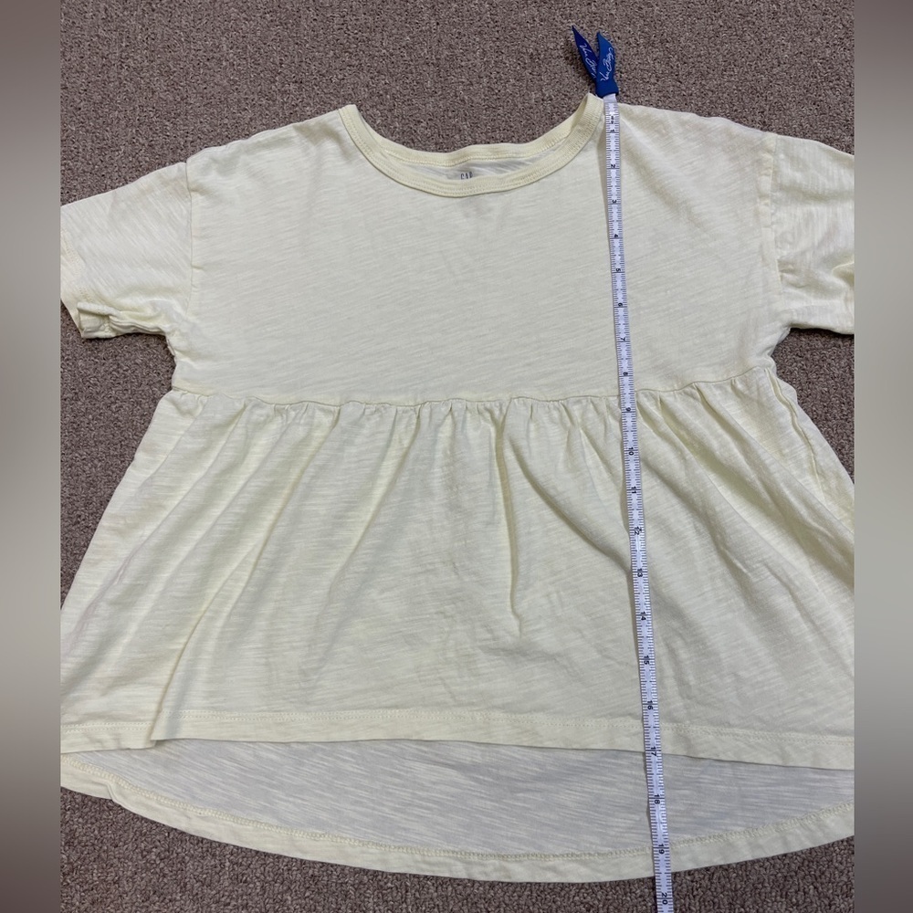 Gap Kids: Girls Yellow Peplum Cotton Short Sleeve T-Shirt, Size M - Picture 6 of 7